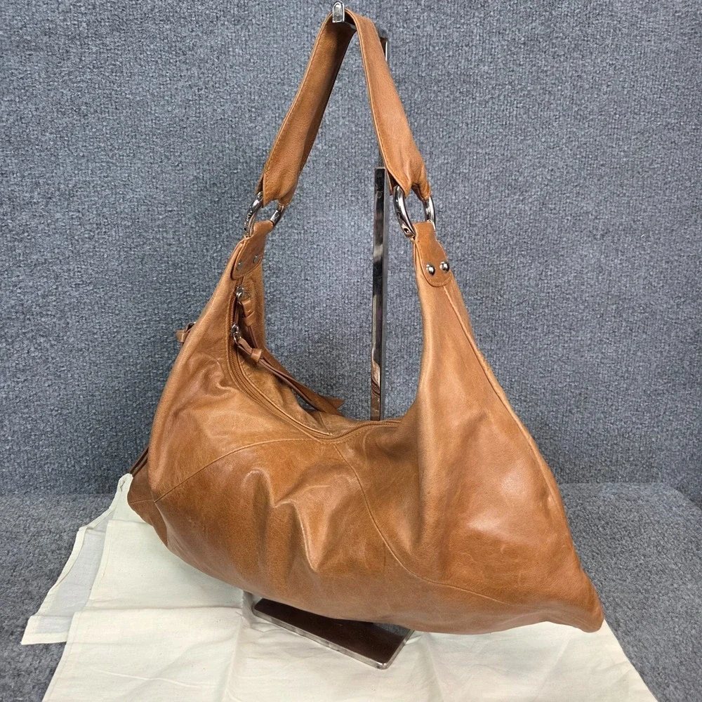 HOBO INTERNATIONAL Paulette Cognac Leather Slouchy Shoulder Handbag Purse Y2k